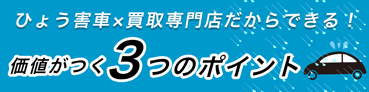 ひょう害車×買取専門店だからできる 価値がつく3つのポイント
